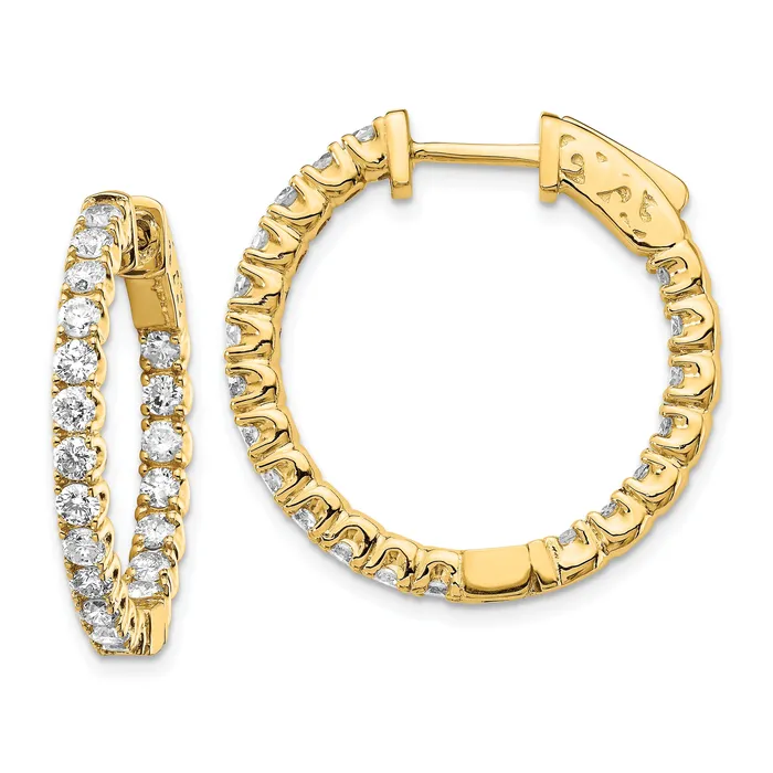 Earrings Goldia 14k Yellow Gold 2 Ct Lab Grown Diamond VSSI G Round In and Out Safety Clasp Hoop Earrings Earrings Goldia 14k Yellow Gold 2 Ct Lab Grown Diamond VSSI G Round In and Out Safety Clasp Hoop Earrings
