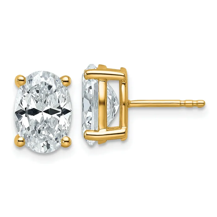 Earrings Goldia 14k Yellow Gold 4 ctw Certified Lab Grown Diamond VSSI G Oval 4 Prong Heavy Wt Stud Earrings Earrings Goldia 14k Yellow Gold 4 ctw Certified Lab Grown Diamond VSSI G Oval 4 Prong Heavy Wt Stud Earrings