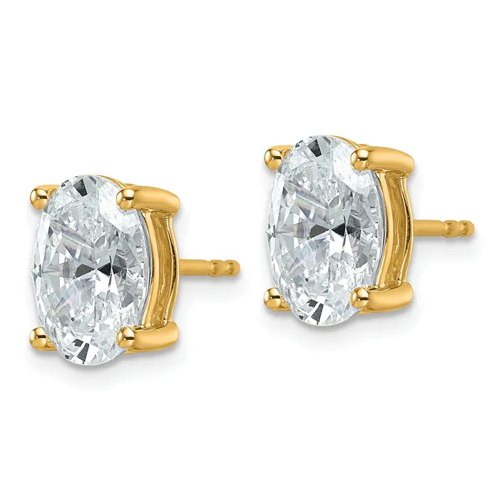 Earrings Goldia 14k Yellow Gold 4 ctw Certified Lab Grown Diamond VSSI G Oval 4 Prong Heavy Wt Stud Earrings