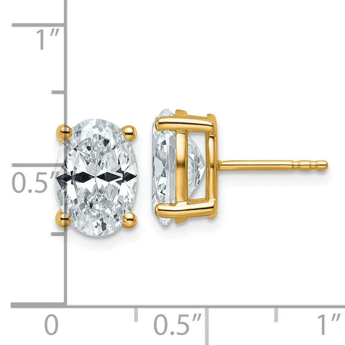 Earrings Goldia 14k Yellow Gold 4 ctw Certified Lab Grown Diamond VSSI G Oval 4 Prong Heavy Wt Stud Earrings
