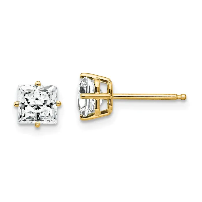 Earrings Goldia 14k Yellow Gold 5mm Cubic Zirconia Earrings