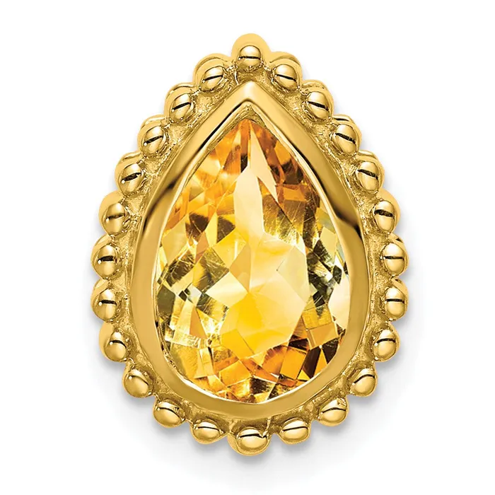 Earrings Goldia 14K Yellow Gold Pear Citrine Chain Slide