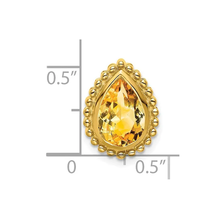 Earrings Goldia 14K Yellow Gold Pear Citrine Chain Slide