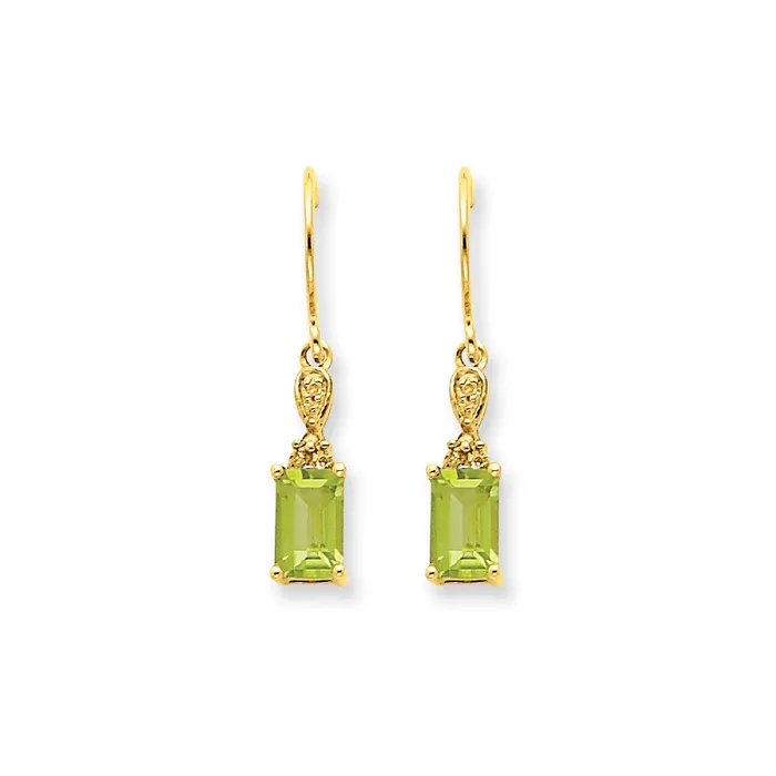 Earrings Goldia 14k Yellow Gold Peridot u0026 Real Diamond Dangle Earrings