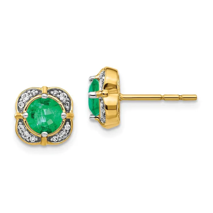 Earrings Goldia 14k Yellow Gold Real Diamond and Emerald Fancy Earrings