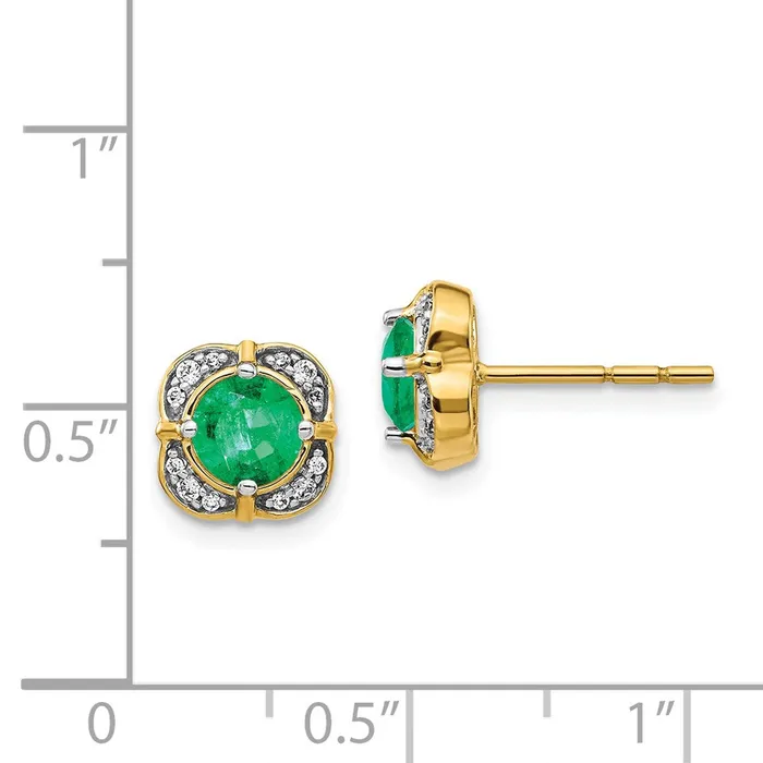 Earrings Goldia 14k Yellow Gold Real Diamond and Emerald Fancy Earrings