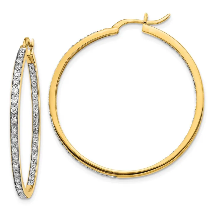 Earrings Goldia 14k Yellow Gold Real Diamond InOut Hoop Earrings