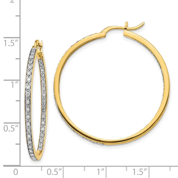 Earrings Goldia 14k Yellow Gold Real Diamond InOut Hoop Earrings