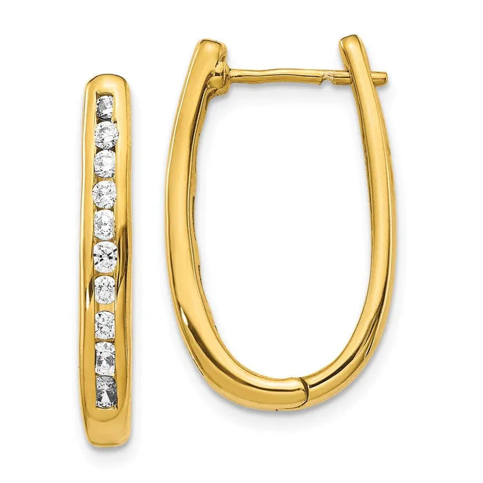 Earrings Goldia 14k Yellow Gold Real Diamond Oval Hinged Hoop Earrings Earrings Goldia 14k Yellow Gold Real Diamond Oval Hinged Hoop Earrings