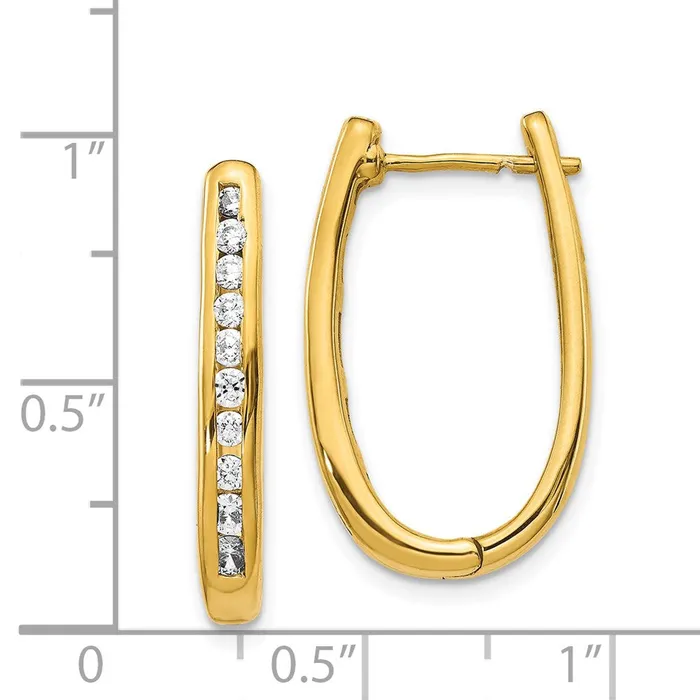 Earrings Goldia 14k Yellow Gold Real Diamond Oval Hinged Hoop Earrings