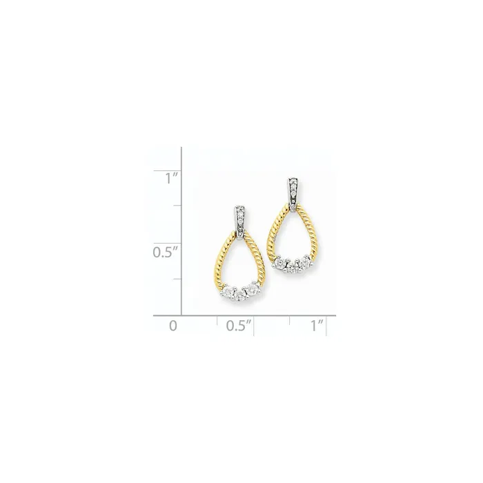 Earrings Goldia 14k Yellow Gold Twotone Real Diamond Teardrop Post Dangle Earrings