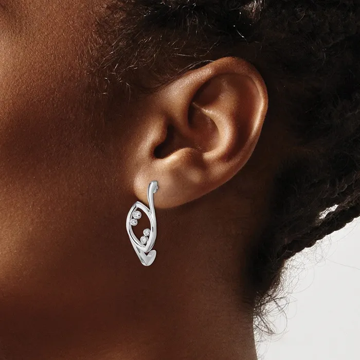 Earrings Goldia Solid 14k White Gold Fancy Simulated CZ Post Earrings Earrings Goldia Solid 14k White Gold Fancy Simulated CZ Post Earrings