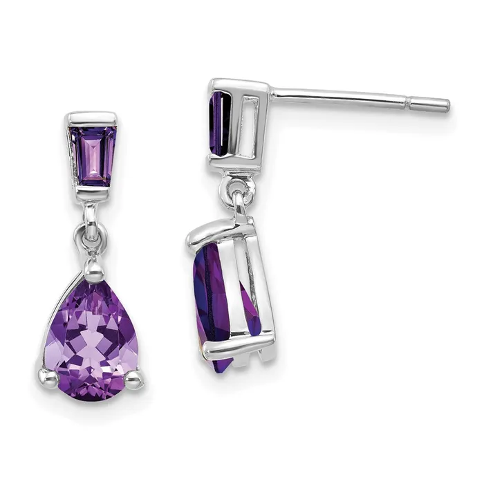 Earrings Goldia Solid 14k White Gold Simulated Amethyst Dangle Post Earrings Earrings Goldia Solid 14k White Gold Simulated Amethyst Dangle Post Earrings