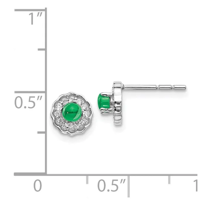 Earrings Goldia Solid 14k White Gold Simulated CZ and Cabochon Emerald Earrings Earrings Goldia Solid 14k White Gold Simulated CZ and Cabochon Emerald Earrings