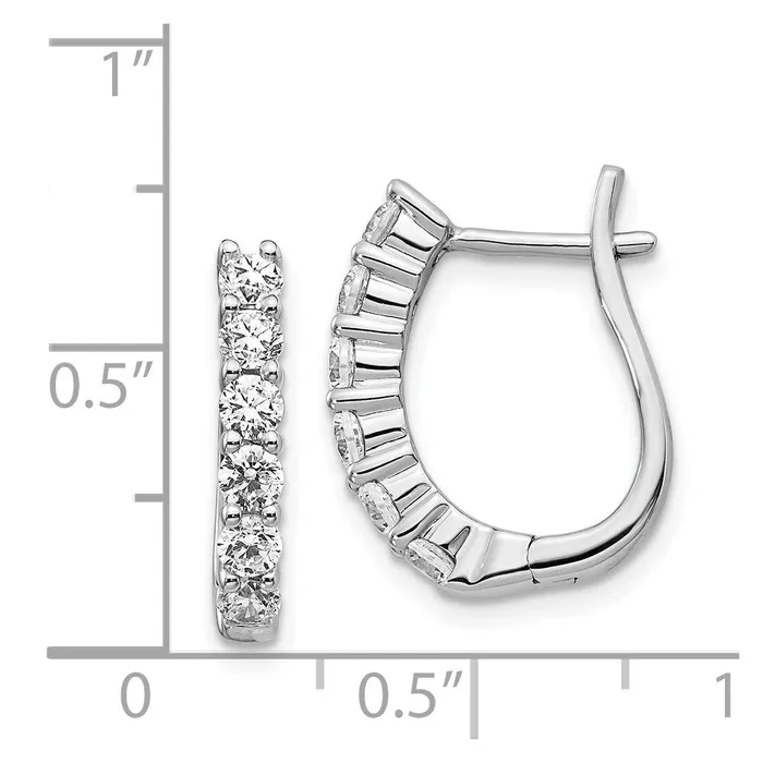 Earrings Goldia Solid 14k White Gold Simulated CZ Hinged Hoop Earrings