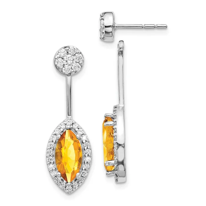 Earrings Goldia Solid 14k White Gold Simulated CZ SimulatedMarquise Citrine FrontBacK Earrings Earrings Goldia Solid 14k White Gold Simulated CZ SimulatedMarquise Citrine FrontBacK Earrings