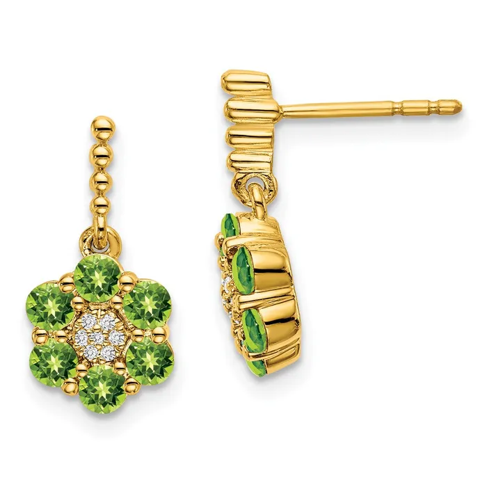 Earrings Goldia Solid 14k Yellow Gold Simulated Peridot and CZ Earrings