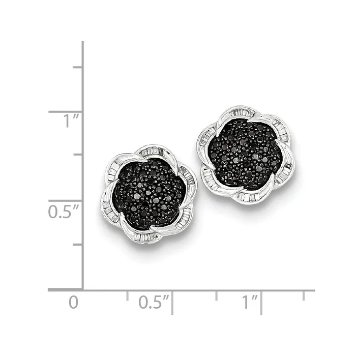 Earrings Goldia Sterling Silver Black Diamond Flower Post Earrings