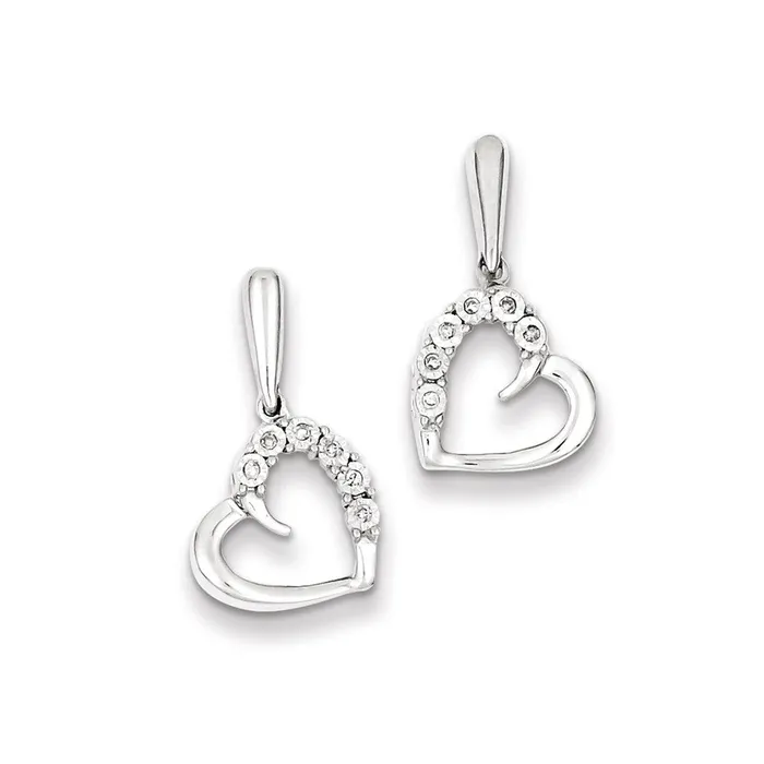 Earrings Goldia Sterling Silver Diamond Heart Post Dangle Earrings