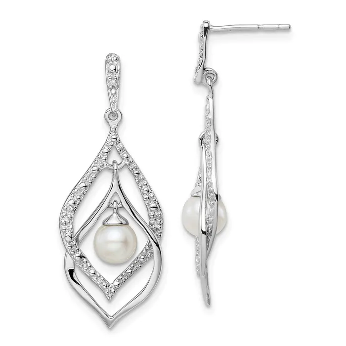Earrings Goldia Sterling Silver Rhod Plated Diamond and FW Cultured Pearl Post Ear Earrings Goldia Sterling Silver Rhod Plated Diamond and FW Cultured Pearl Post Ear