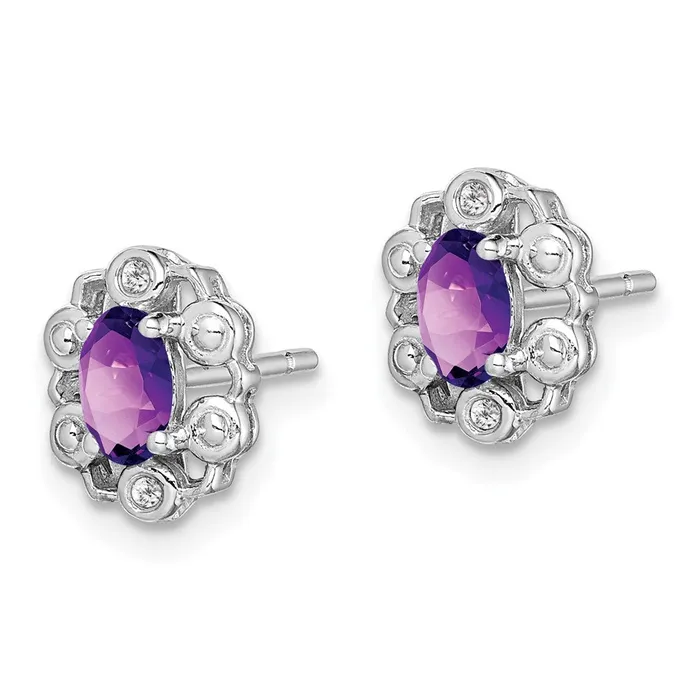 Earrings Goldia Sterling Silver Rhodiumplated Amethyst u0026 Diamond Earrings