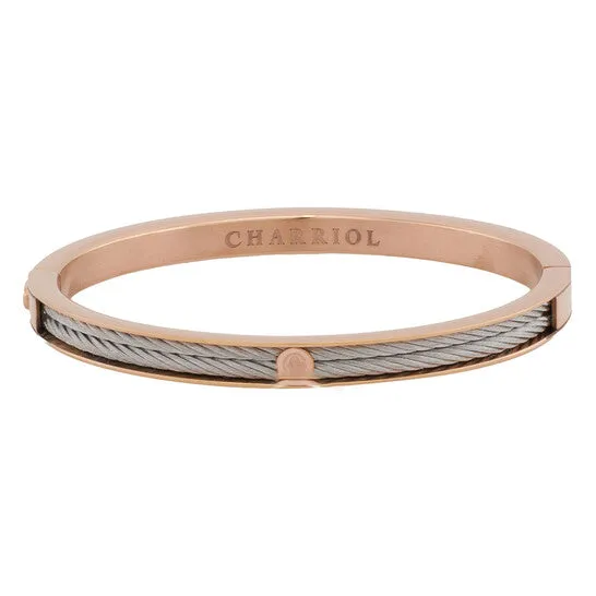 Earrings JMS always Original Charriol Forever Thin Rose Gold PVD Steel Cable Bangle Size M Earrings JMS always Original Charriol Forever Thin Rose Gold PVD Steel Cable Bangle Size M