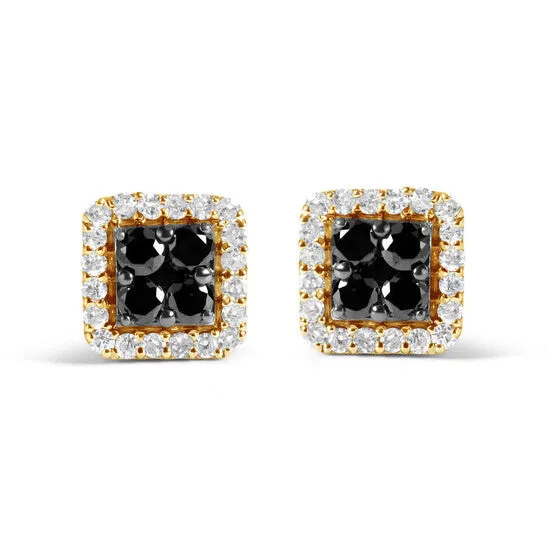 Earrings JMS always Original Haus of Brilliance Mens 10K Yellow Gold 58 Cttw White and Black Treated Diamond Composite with Halo Stud Earring Black IJ I2I3 Clarity Earrings JMS always Original Haus of Brilliance Mens 10K Yellow Gold 58 Cttw White and Black Treated Diamond Composite with Halo Stud Earring Black IJ I2I3 Clarity
