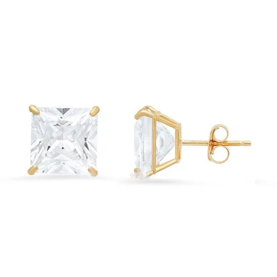 Earrings JMS always Original Kylie Harper 10k Yellow Gold 8mm Princesscut Cubic Zirconia CZ Stud Earrings Earrings JMS always Original Kylie Harper 10k Yellow Gold 8mm Princesscut Cubic Zirconia CZ Stud Earrings