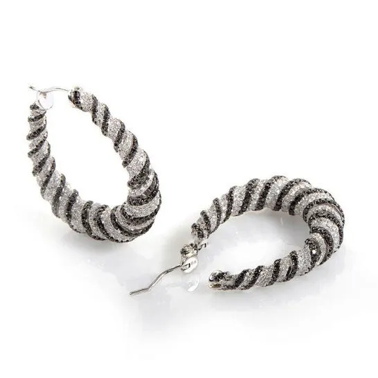 Earrings JMS always Original LB Exclusive 18K White Gold Zebra Hoop Earrings Earrings JMS always Original LB Exclusive 18K White Gold Zebra Hoop Earrings