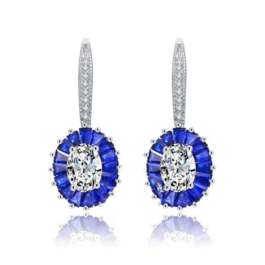 Earrings JMS always Original Megan Walford 925 Sterling Silver Sapphire Cubic Zirconia Leverback Earrings Earrings JMS always Original Megan Walford 925 Sterling Silver Sapphire Cubic Zirconia Leverback Earrings