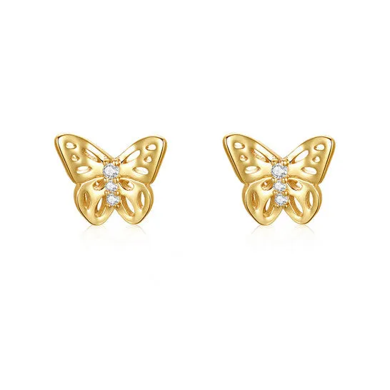 Earrings JMS always Original Rachel Glauber 14k Yellow Gold Plated with Cubic Zirconia 3Stone Filigree Butterfly Stud Earrings Earrings JMS always Original Rachel Glauber 14k Yellow Gold Plated with Cubic Zirconia 3Stone Filigree Butterfly Stud Earrings
