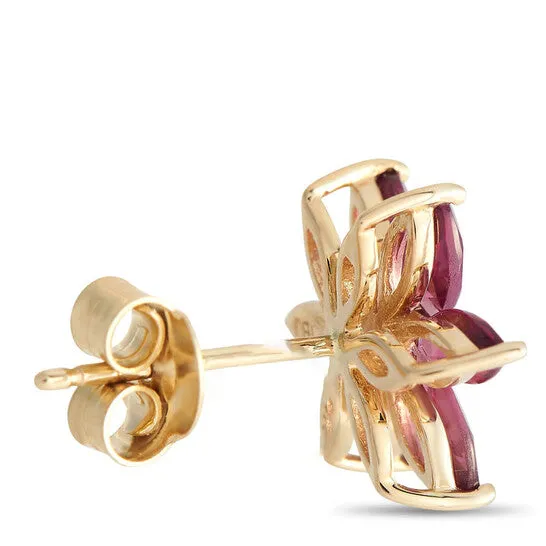 Earrings Original LB Exclusive 14K Yellow Gold 001ct Diamond and Rhodolite Flower Earrings ER4 15657YRHOD JMS always Earrings Original LB Exclusive 14K Yellow Gold 001ct Diamond and Rhodolite Flower Earrings ER4 15657YRHOD JMS always