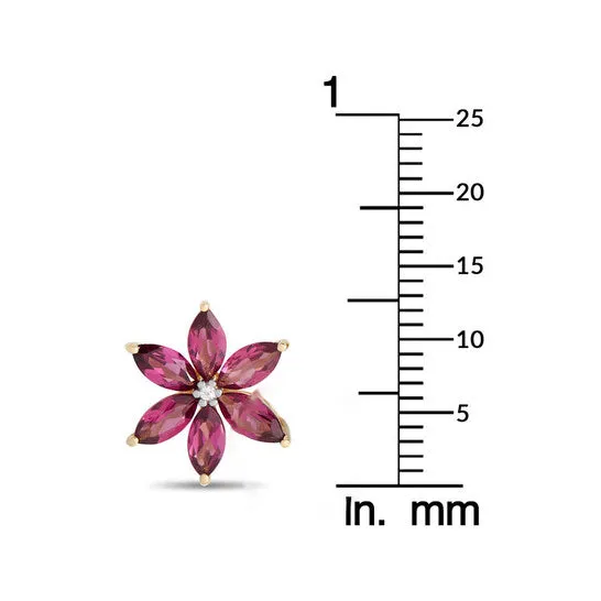 Earrings Original LB Exclusive 14K Yellow Gold 001ct Diamond and Rhodolite Flower Earrings ER4 15657YRHOD JMS always Earrings Original LB Exclusive 14K Yellow Gold 001ct Diamond and Rhodolite Flower Earrings ER4 15657YRHOD JMS always