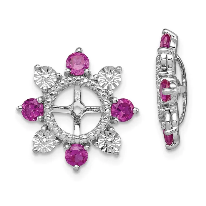 Earrings Sterling Silver Rhodium Created Ruby Earring Jacket Goldia