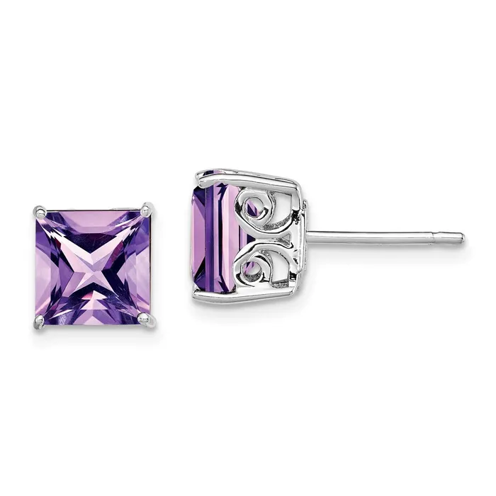 Earrings Sterling Silver Rhodiumplated Amethyst Earrings Goldia