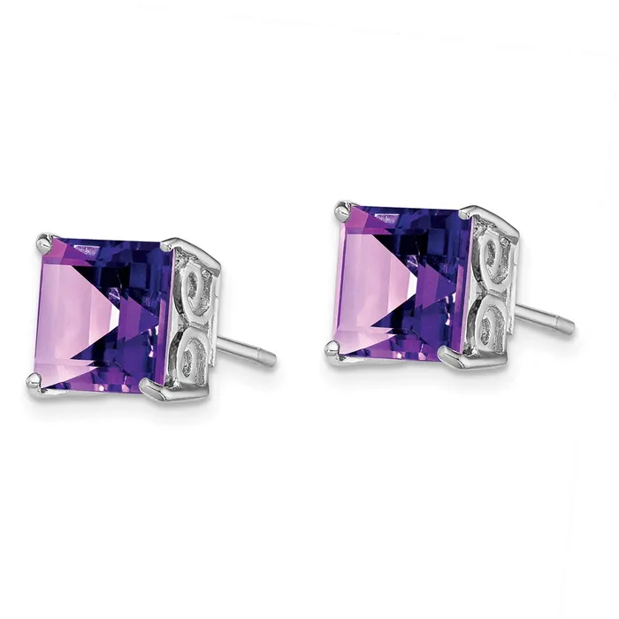 Earrings Sterling Silver Rhodiumplated Amethyst Earrings Goldia