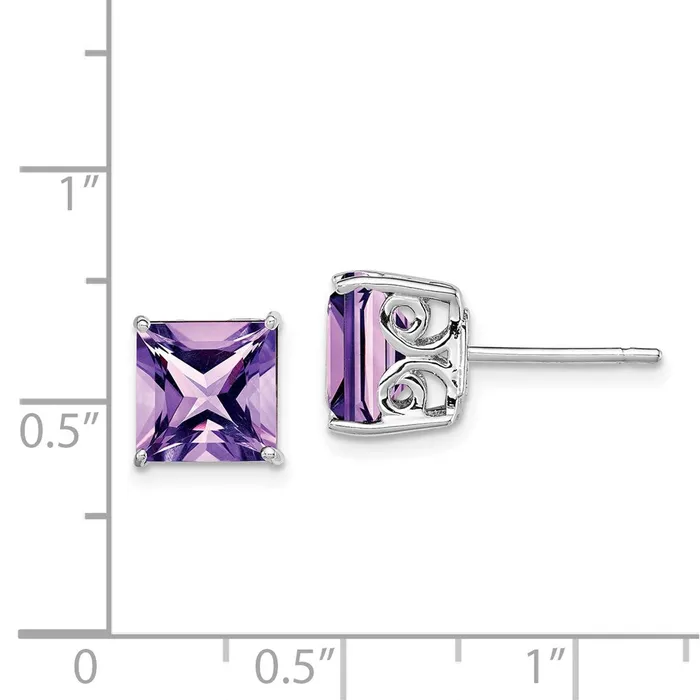Earrings Sterling Silver Rhodiumplated Amethyst Earrings Goldia