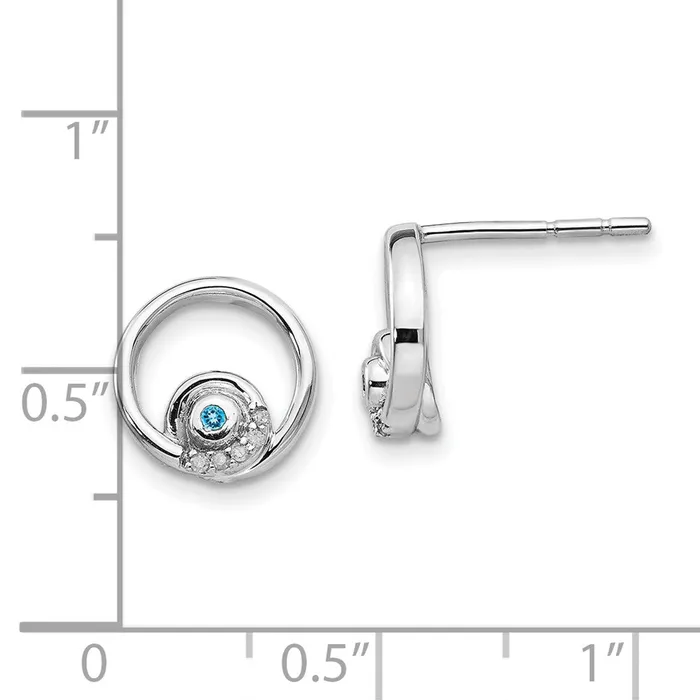 Earrings White Ice Sterling Silver Rhodiumplated Blue Topaz and Diamond Post Earrings Goldia