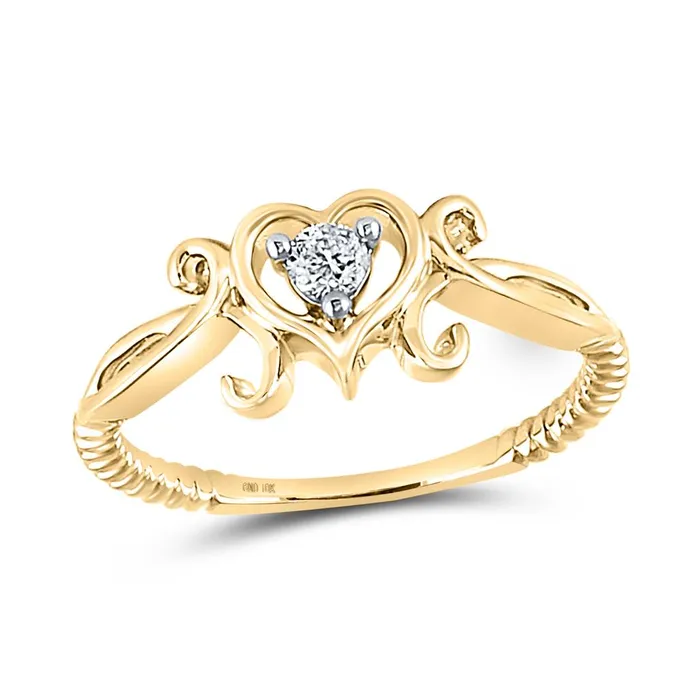 gndatlanta 10k Yellow Gold Round Diamond Heart Solitaire Ring 110 Cttw Rings gndatlanta 10k Yellow Gold Round Diamond Heart Solitaire Ring 110 Cttw Rings
