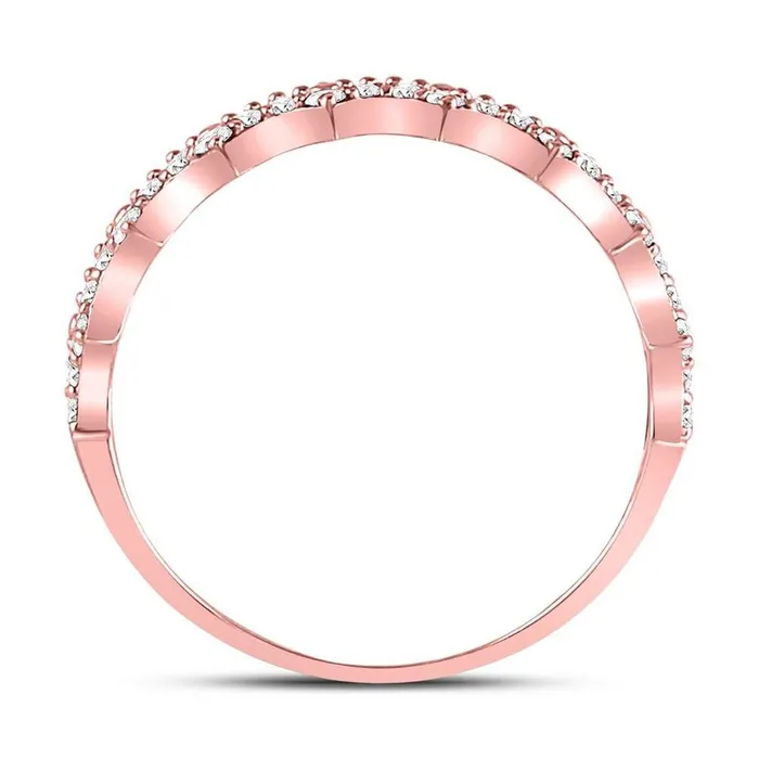 gndatlanta 10kt Rose Gold Round Diamond Scalloped Stackable Ring 14 Cttw Rings