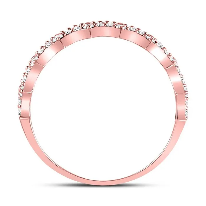 gndatlanta 10kt Rose Gold Round Diamond Scalloped Stackable Ring 14 Cttw Rings