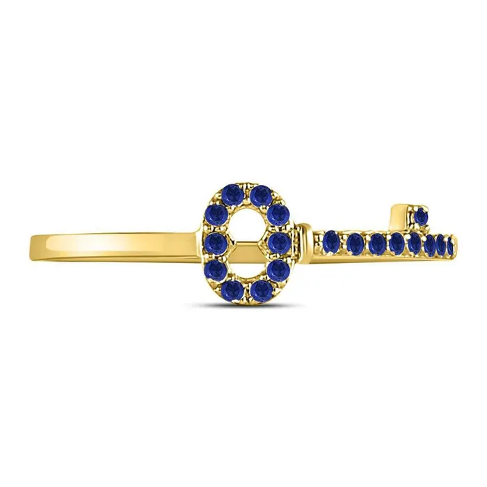 gndatlanta 10kt Yellow Gold Womens Round Blue Sapphire Key Stackable Band Ring 15 Cttw Rings