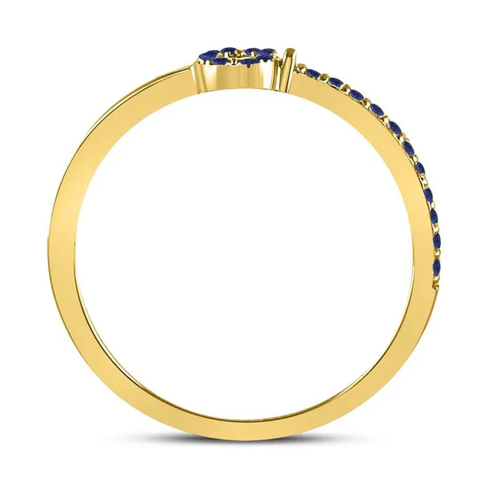 gndatlanta 10kt Yellow Gold Womens Round Blue Sapphire Key Stackable Band Ring 15 Cttw Rings