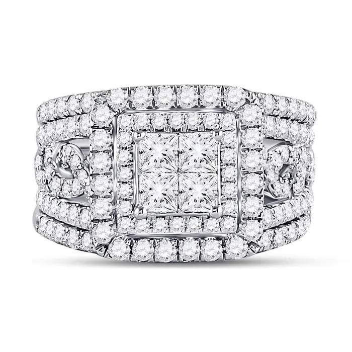 gndatlanta 14k White Gold Princess Diamond Bridal Wedding Ring Set 212 Cttw Rings gndatlanta 14k White Gold Princess Diamond Bridal Wedding Ring Set 212 Cttw Rings