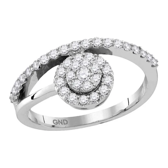 gndatlanta 14k White Gold Round Diamond Cluster Ring 12 Cttw Rings