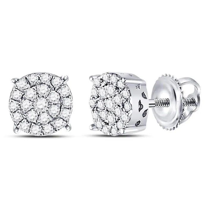 gndatlanta 14k White Gold Round Diamond Fashion Cluster Earrings 14 Cttw Earrings gndatlanta 14k White Gold Round Diamond Fashion Cluster Earrings 14 Cttw Earrings