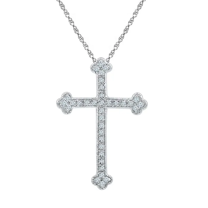 gndatlanta 14k White Gold Round Diamond Gothic Cross Religious Pendant 15 Cttw Necklaces gndatlanta 14k White Gold Round Diamond Gothic Cross Religious Pendant 15 Cttw Necklaces