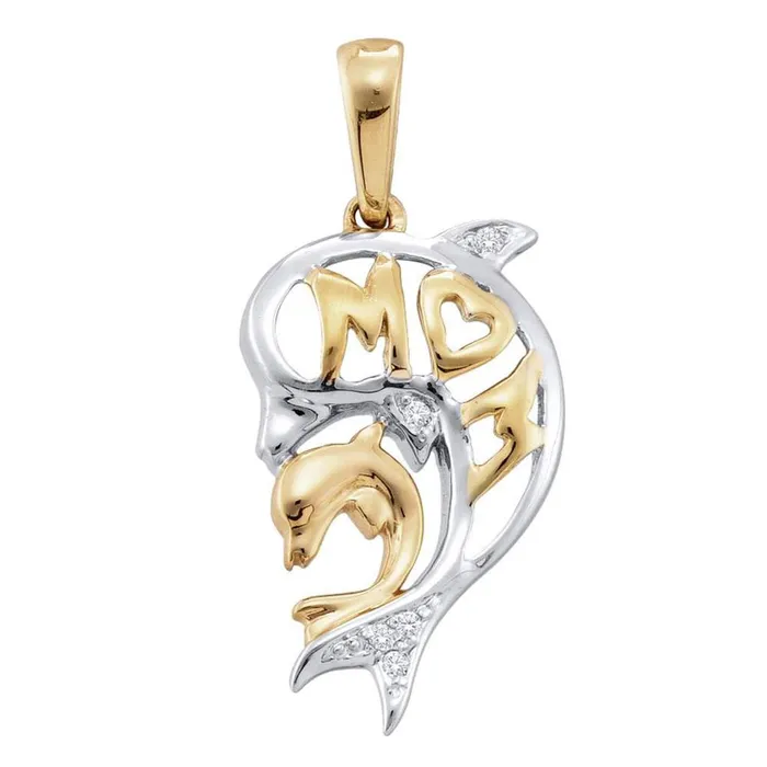gndatlanta 14k White Gold Round Diamond Mom Dolphin Pendant 03 Cttw Necklaces gndatlanta 14k White Gold Round Diamond Mom Dolphin Pendant 03 Cttw Necklaces