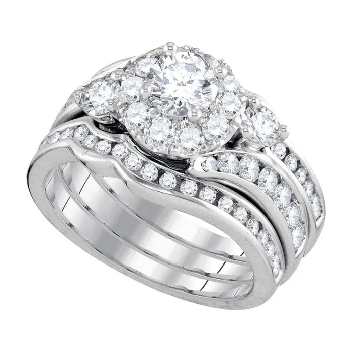 gndatlanta 14kt White Gold Round Diamond Bridal Wedding Engagement Ring Band 3Piece Set Certified Rings gndatlanta 14kt White Gold Round Diamond Bridal Wedding Engagement Ring Band 3Piece Set Certified Rings