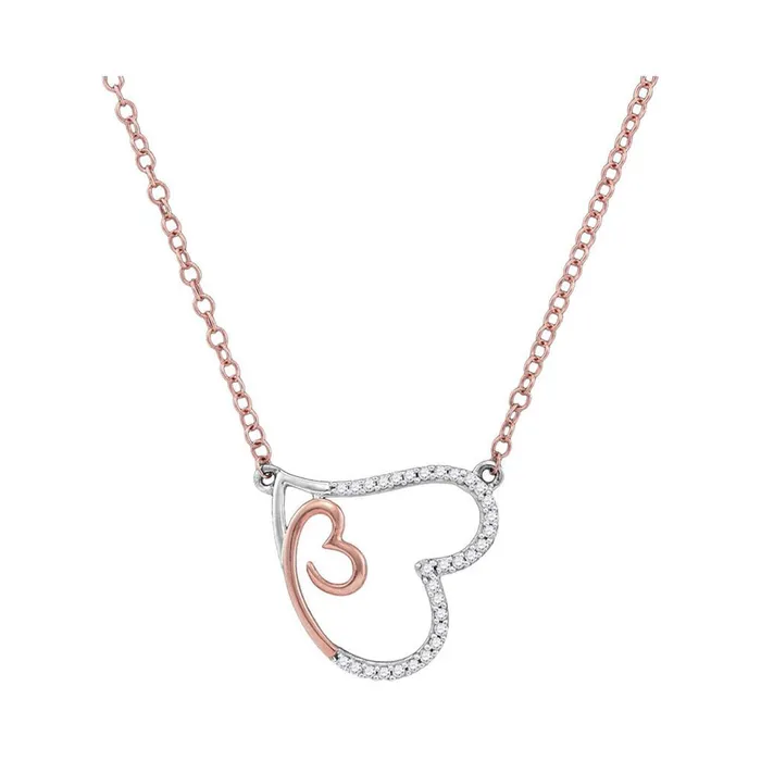 gndatlanta Necklaces 10k Rose Gold Round Diamond Double Heart Pendant Necklace 110 Cttw gndatlanta Necklaces 10k Rose Gold Round Diamond Double Heart Pendant Necklace 110 Cttw